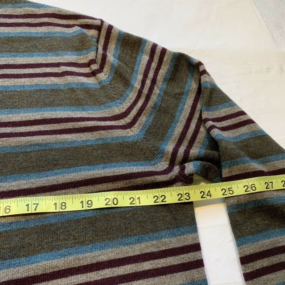 NEW Banana‎ Republic Italian 100% Merino Wool Sweater Pullover Striped V Neck XL - Picture 10 of 12